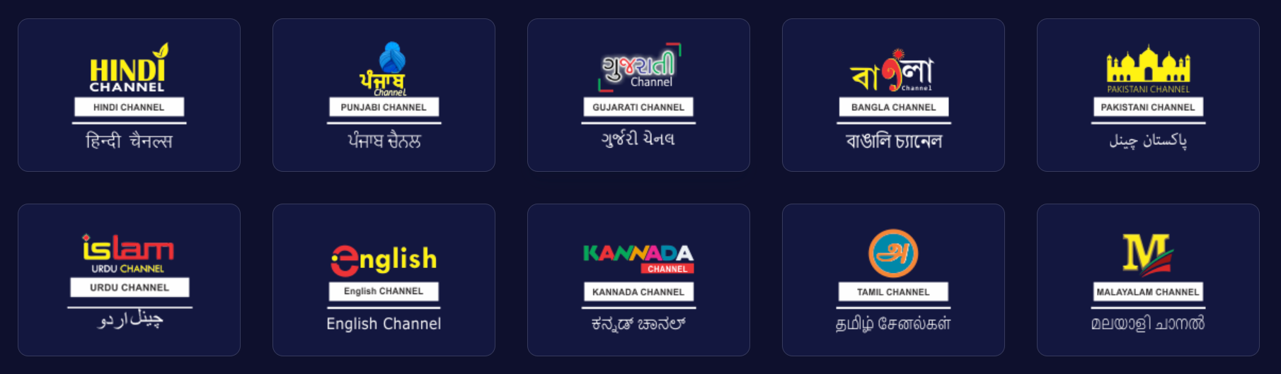 Language Channels Grid